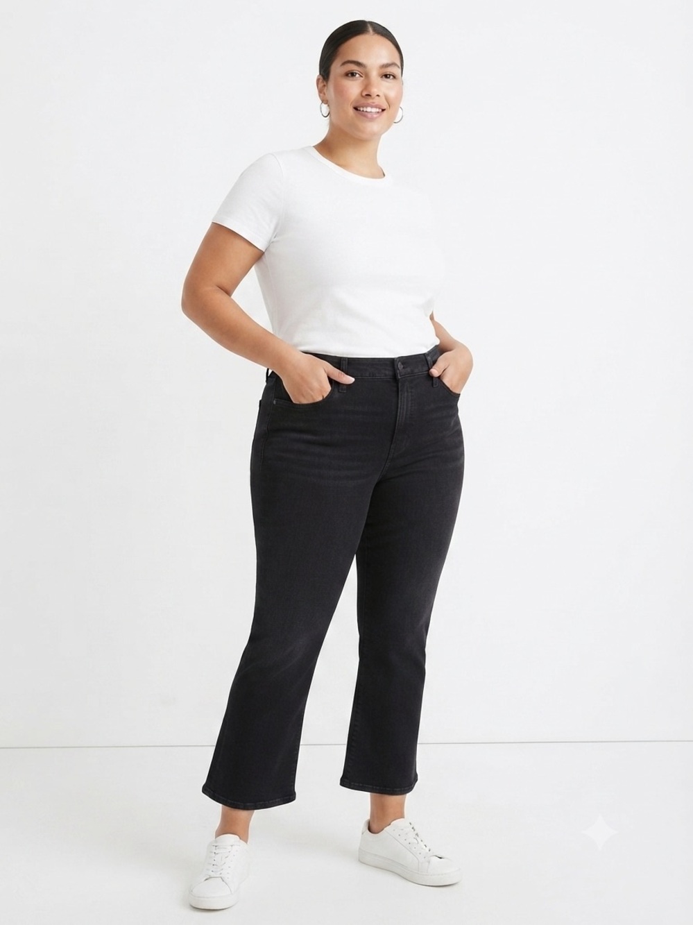 MADEWELL Black Mid-Rise Kick Out Straight Ankle Jeans 24W